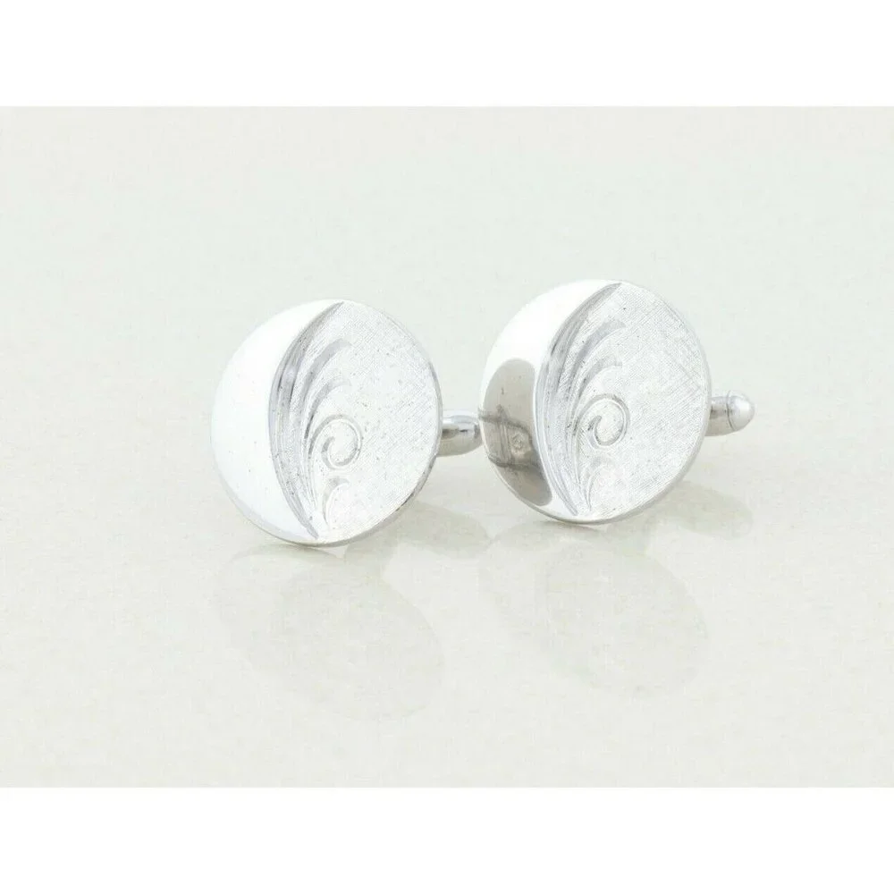 Men's Sterling Silver Swirl Design Bullet Back Cufflinks